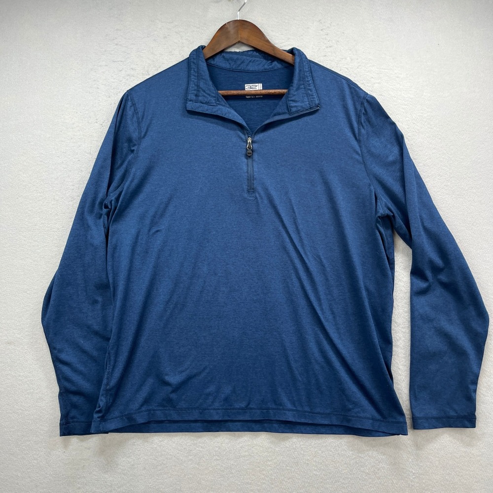 32 Degrees Heat 1/4 Zip Pullover Mens L Blue Performance Athletic Golf Active